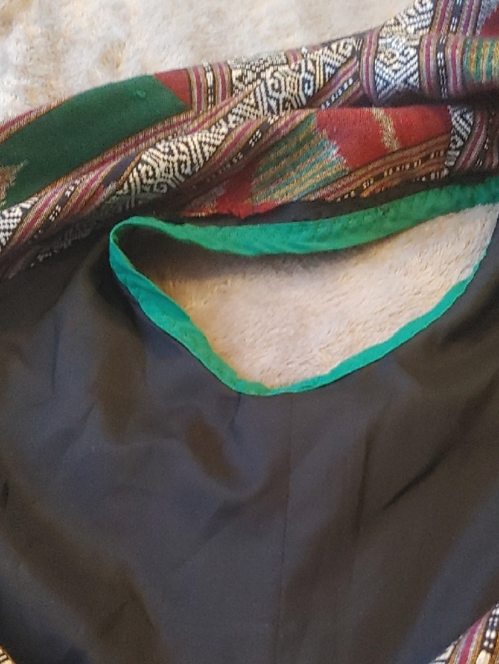 Boho Woven Patchwork Vest with Teal Trim - Picture 14 of 14